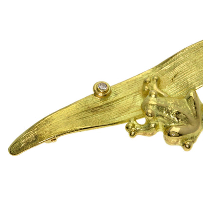 0.07ct Frog Diamond Brooch K18 Yellow Gold 8.4g　Ladies