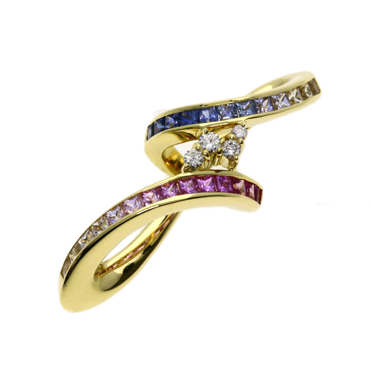 Jeunet Sapphire Diamond Pendant top K18 Yellow Gold Ladies [Used]