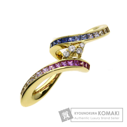 Jeunet Sapphire Diamond Pendant top K18 Yellow Gold Ladies [Used]