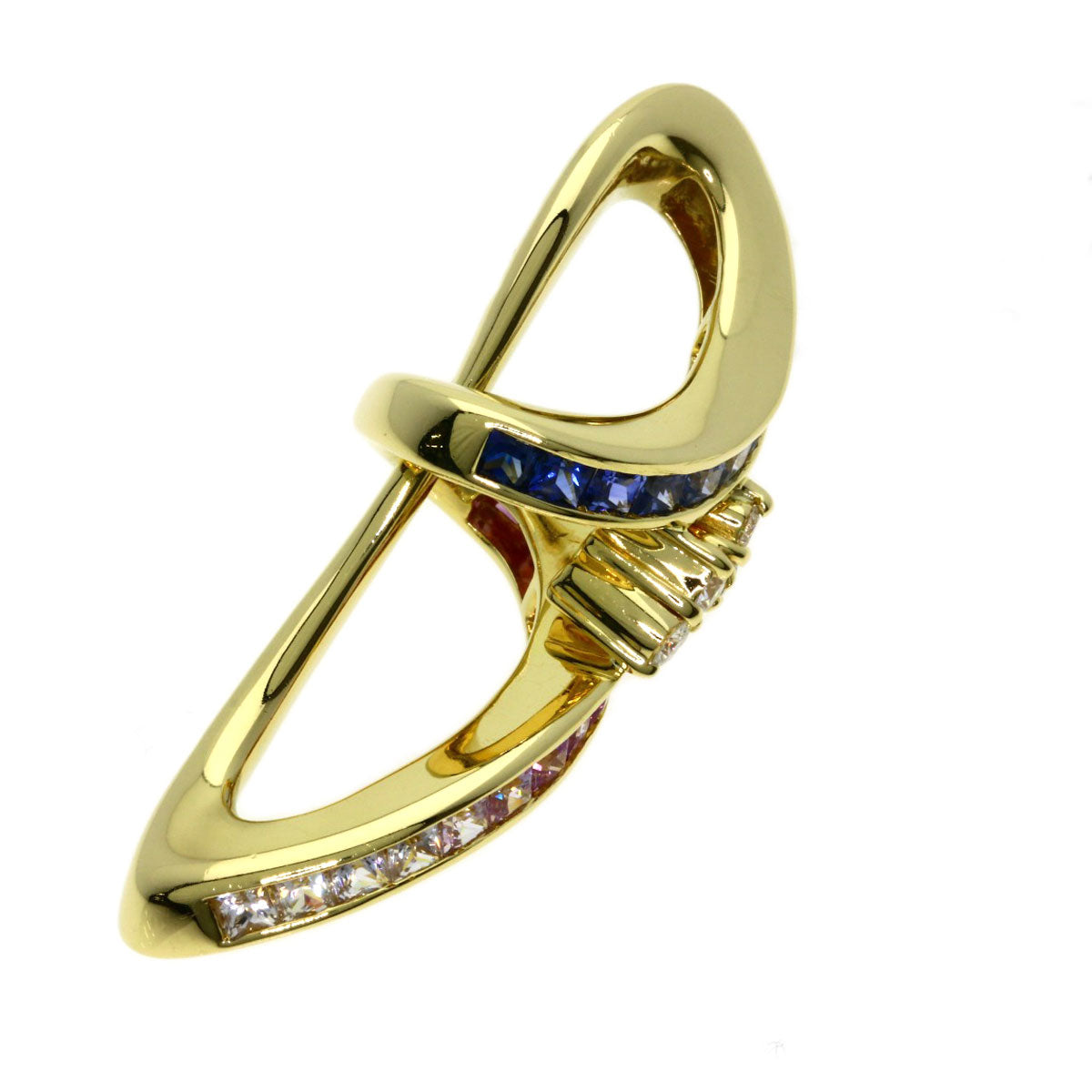 Jeunet Sapphire Diamond Pendant top K18 Yellow Gold Ladies [Used]