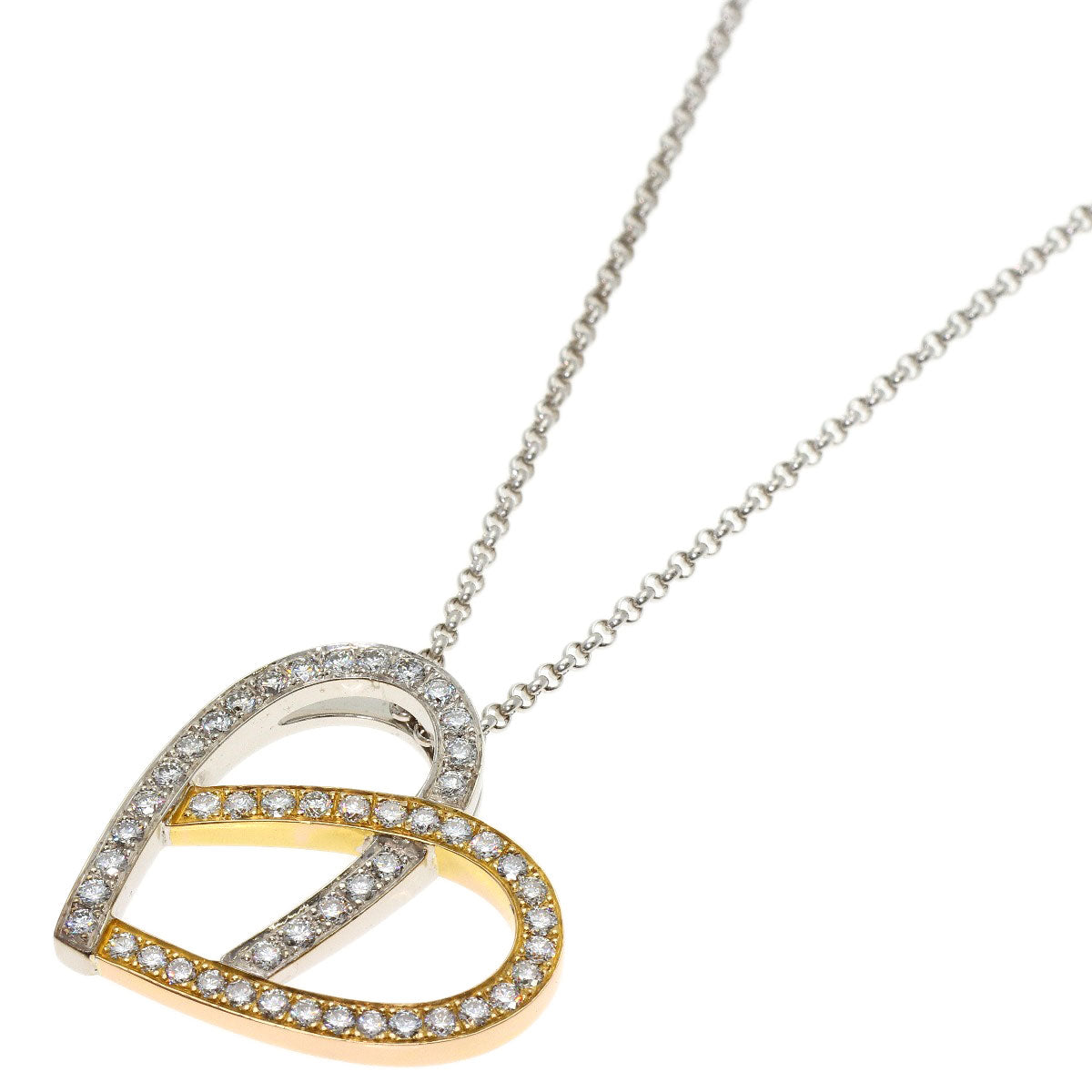 CELINE Heart Diamond Necklace K18 White Gold 18K Pink GoldLadies [Used]