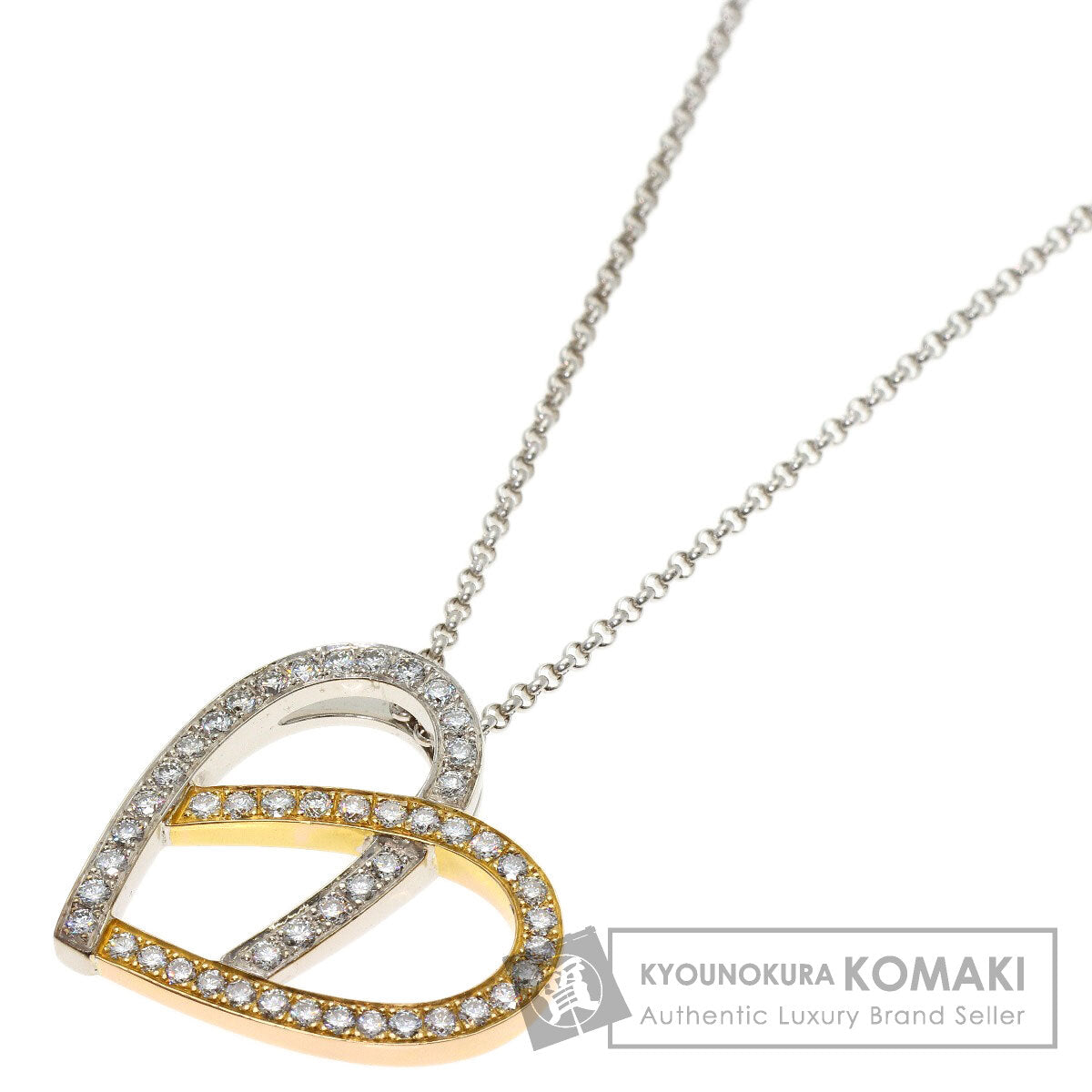 CELINE Heart Diamond Necklace K18 White Gold 18K Pink GoldLadies [Used]