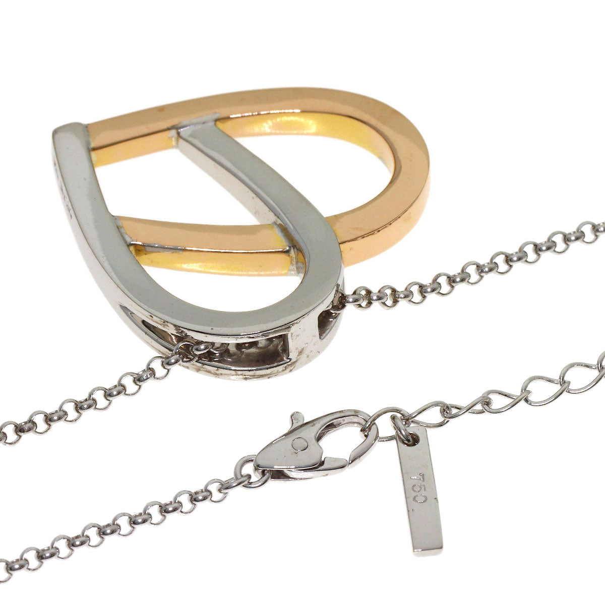 CELINE Heart Diamond Necklace K18 White Gold 18K Pink GoldLadies [Used]