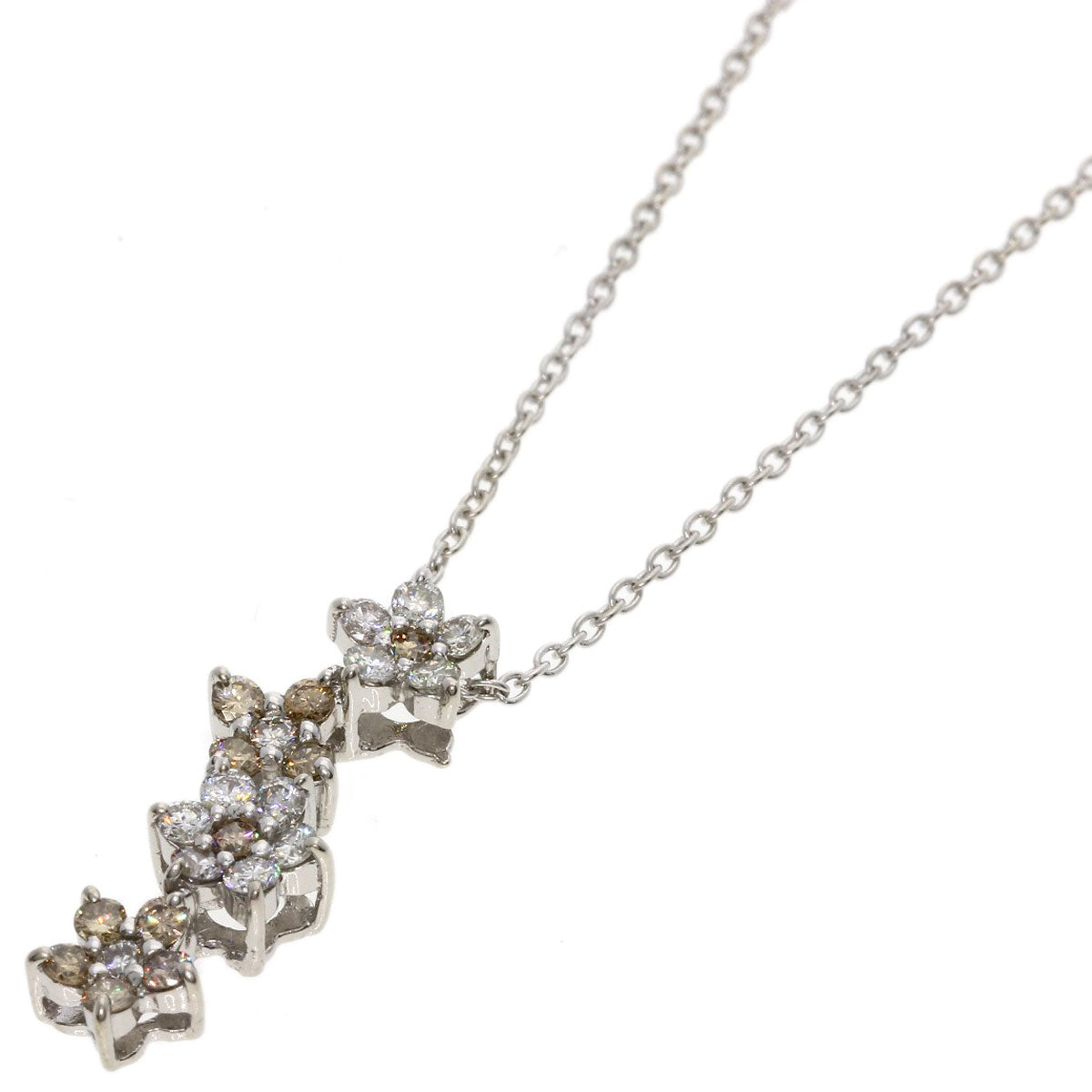 Ponte Vecchio Diamond Necklace K18 White Gold Ladies [Used]