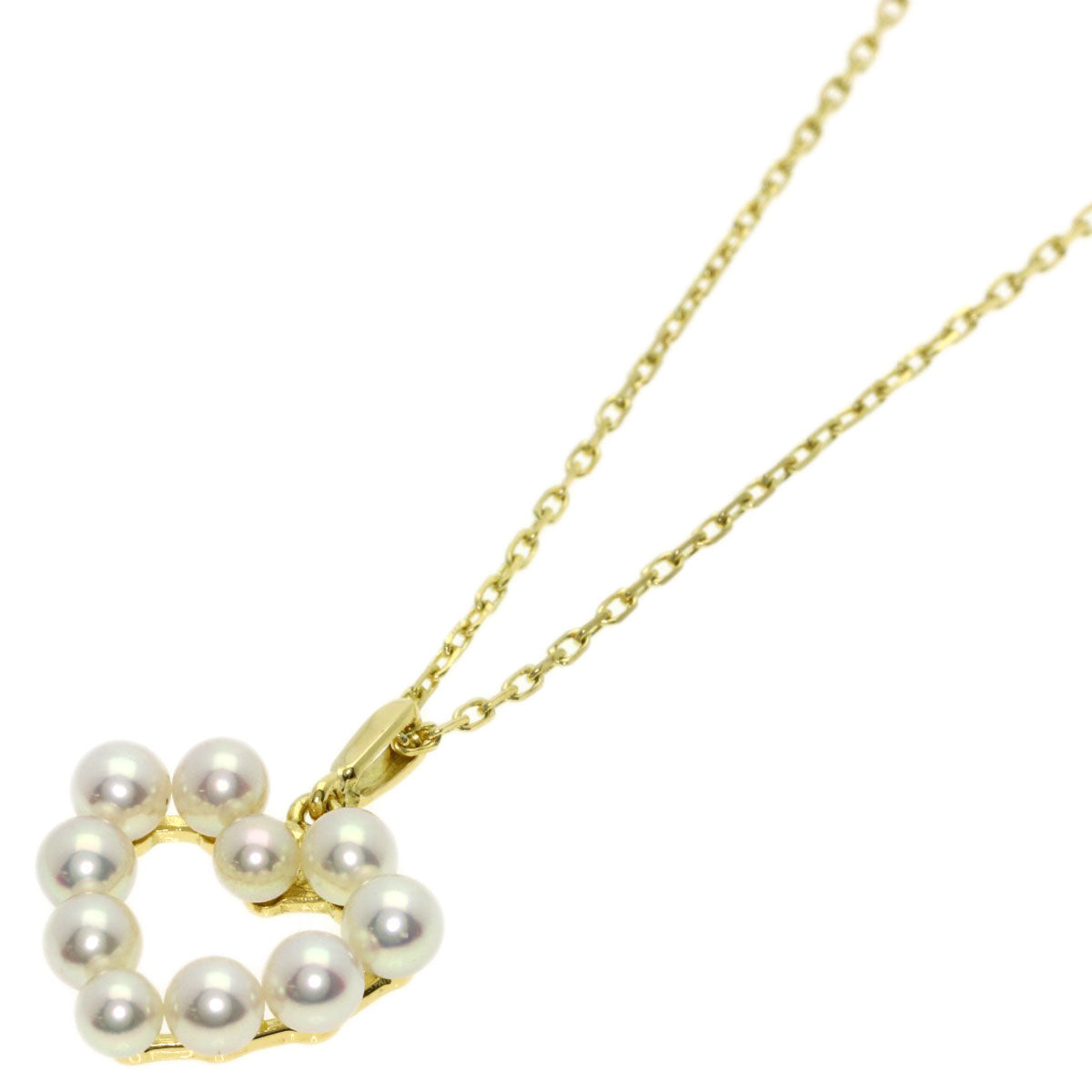 MIKIMOTO Heart Akoya Pearl Necklace K18 Yellow Gold Ladies [Used]