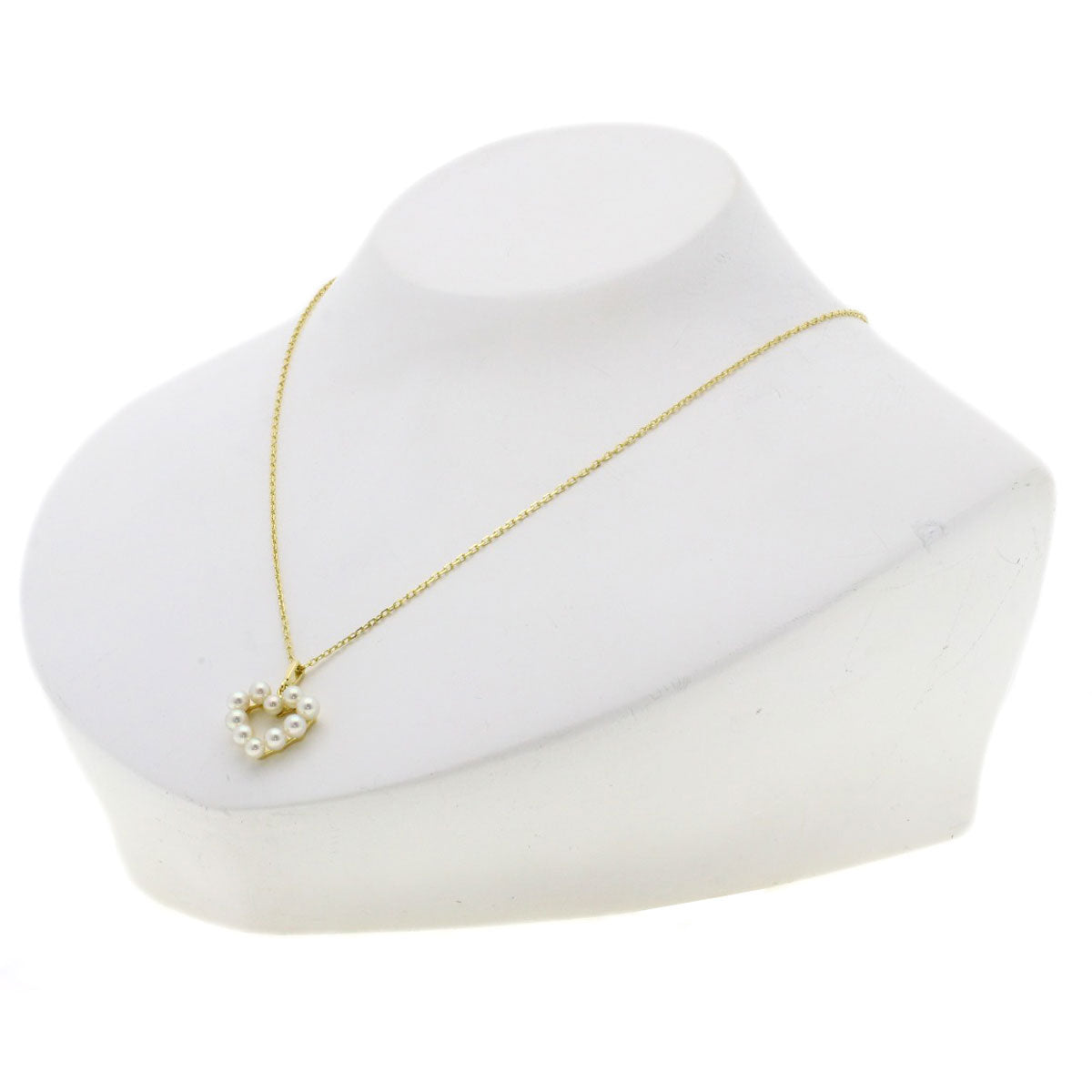 MIKIMOTO Heart Akoya Pearl Necklace K18 Yellow Gold Ladies [Used]