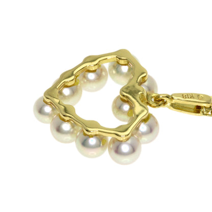 MIKIMOTO Heart Akoya Pearl Necklace K18 Yellow Gold Ladies [Used]