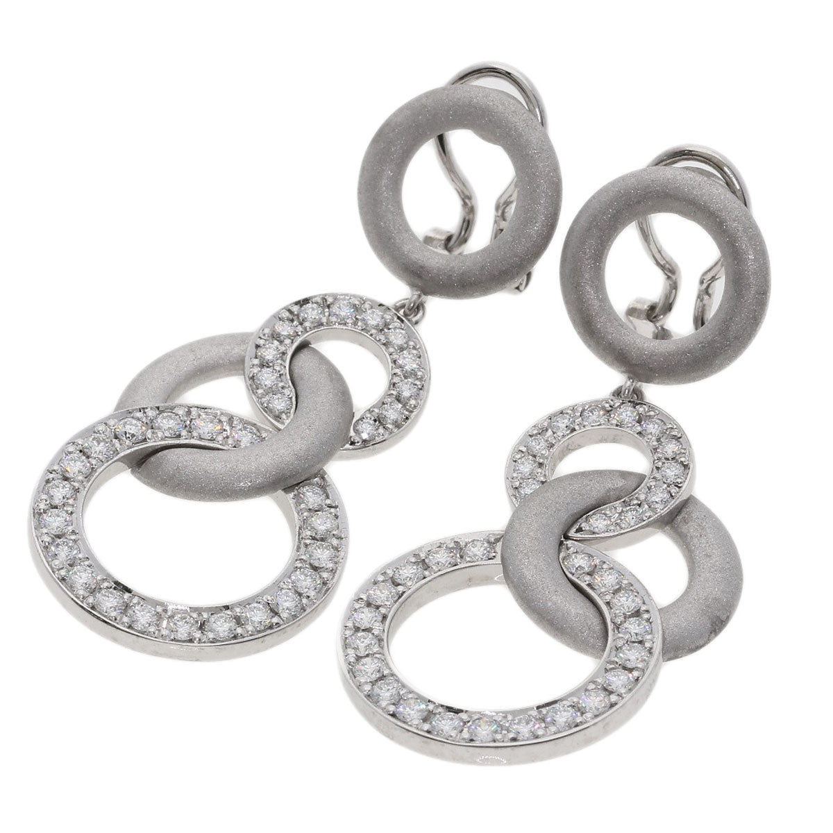 Queen Hoop Diamond Earring K18 White Gold Ladies [Used]