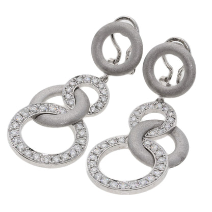 Queen Hoop Diamond Earring K18 White Gold Ladies [Used]