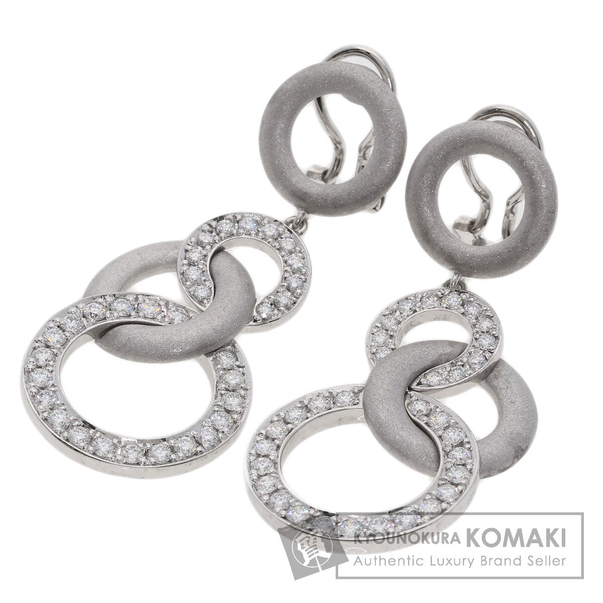 Queen Hoop Diamond Earring K18 White Gold Ladies [Used]