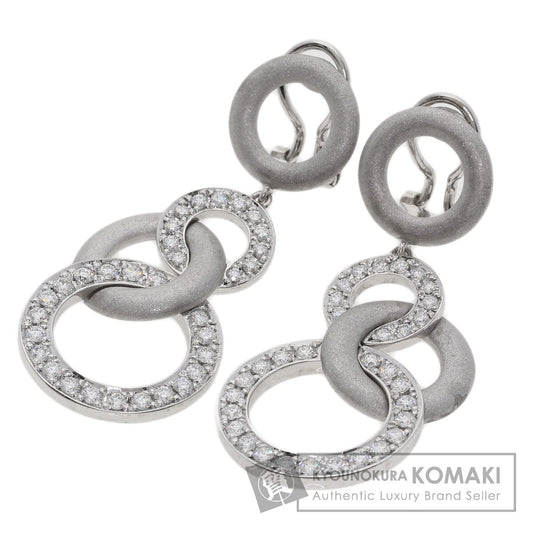 Queen Hoop Diamond Earring K18 White Gold Ladies [Used]