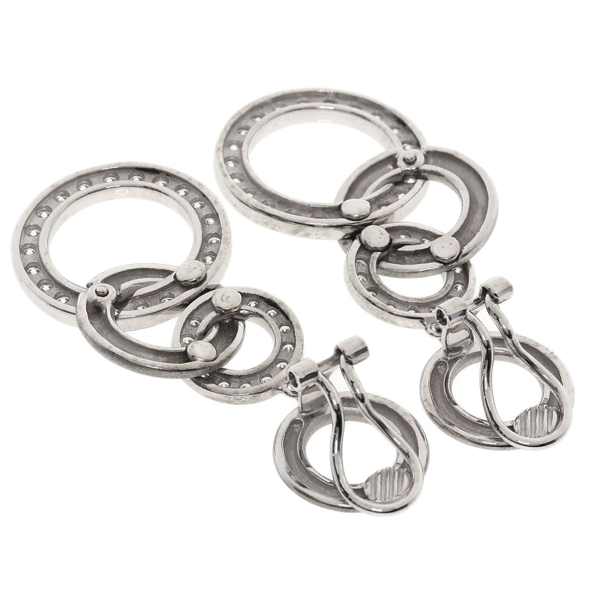 Queen Hoop Diamond Earring K18 White Gold Ladies [Used]