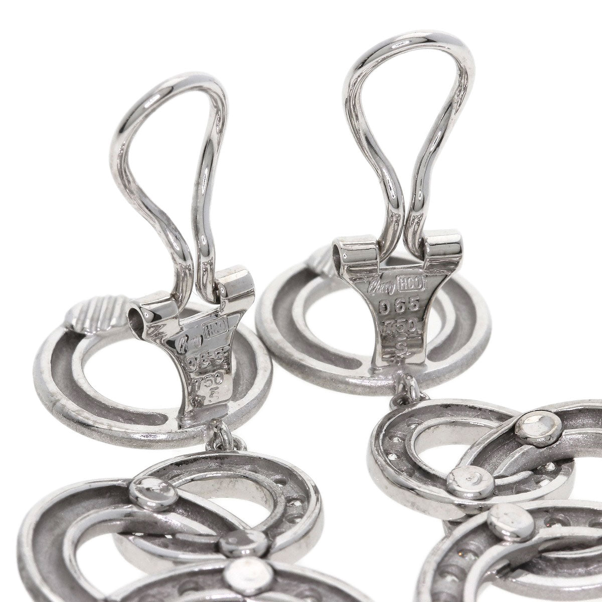 Queen Hoop Diamond Earring K18 White Gold Ladies [Used]