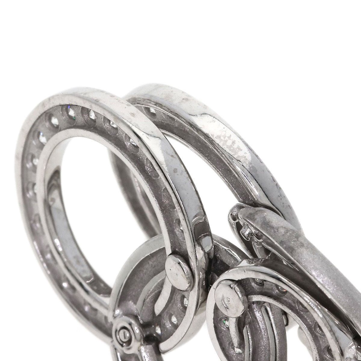 Queen Hoop Diamond Earring K18 White Gold Ladies [Used]