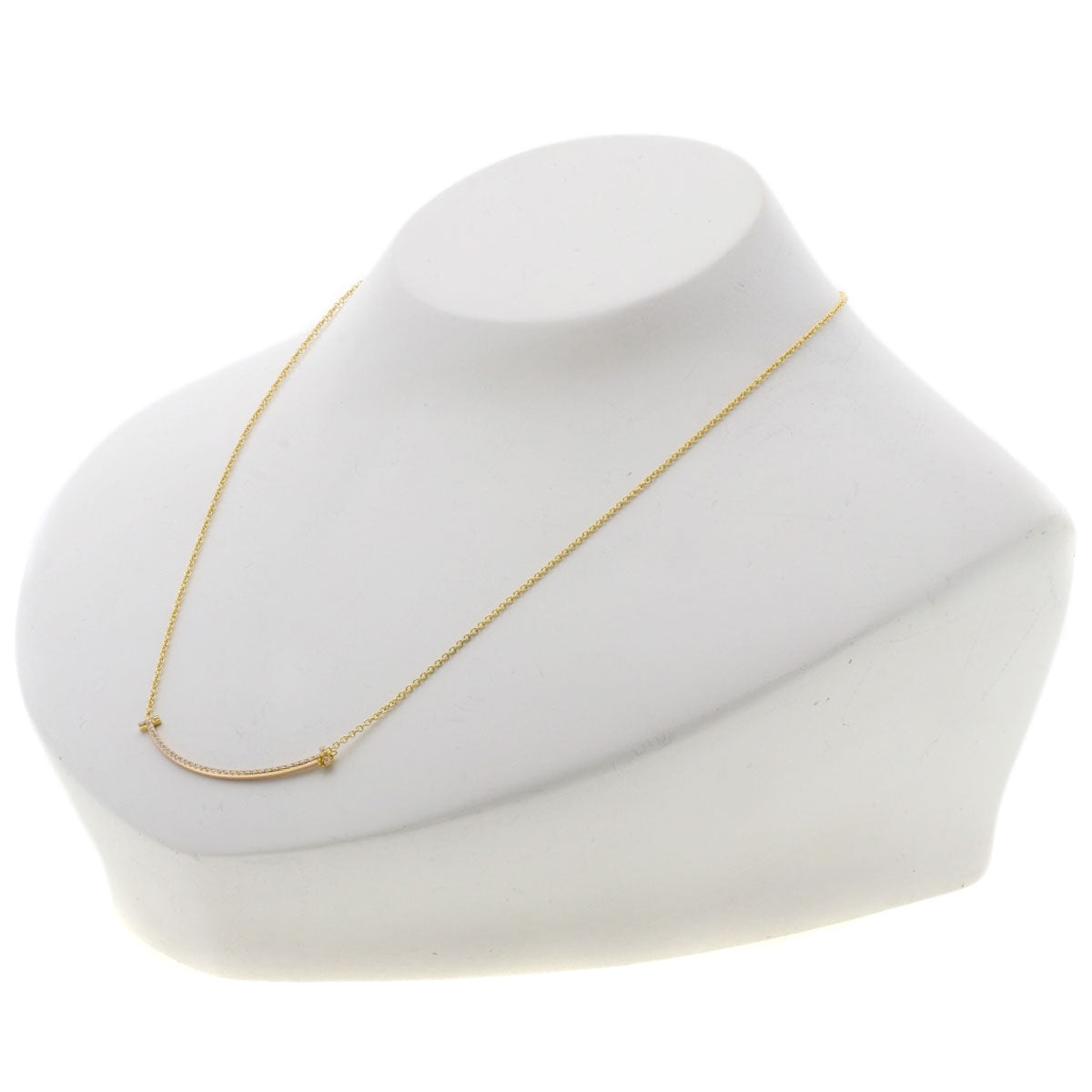 TIFFANY&Co. T Smile Small Diamond Necklace K18 Yellow Gold Ladies [Used]