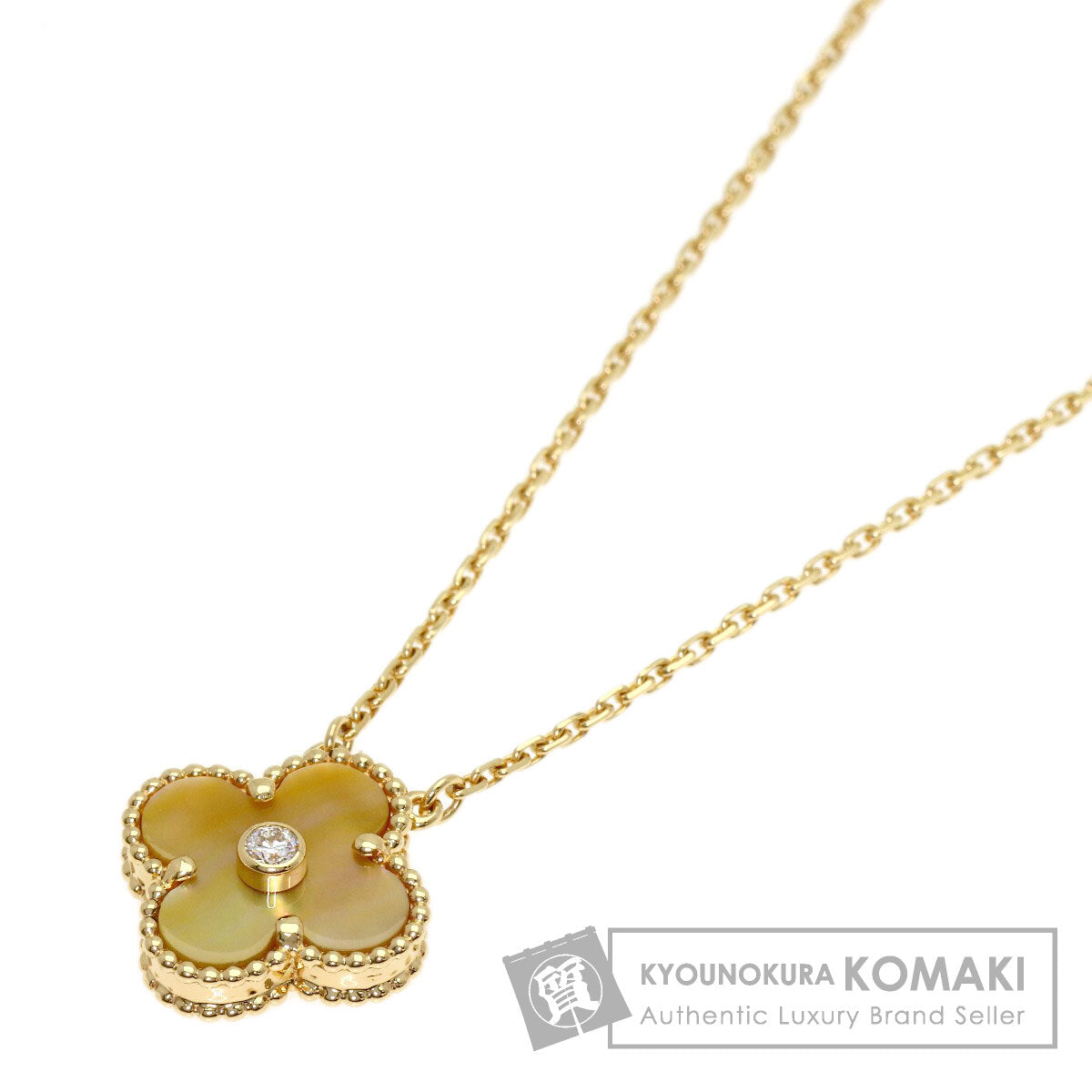 Van Cleef & Arpels Vintage Alhambra Shell Diamond Necklace K18 Yellow Gold Ladies [Used]