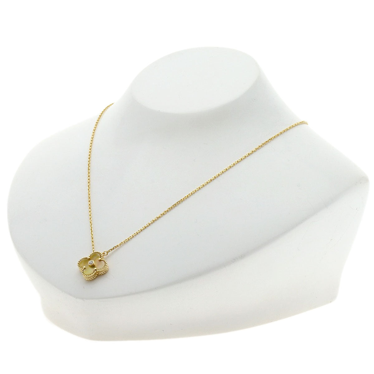 Van Cleef & Arpels Vintage Alhambra Shell Diamond Necklace K18 Yellow Gold Ladies [Used]