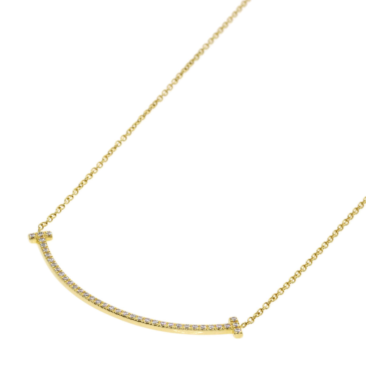 TIFFANY&Co. T Smile Small Diamond Necklace K18 Yellow Gold Ladies [Used]