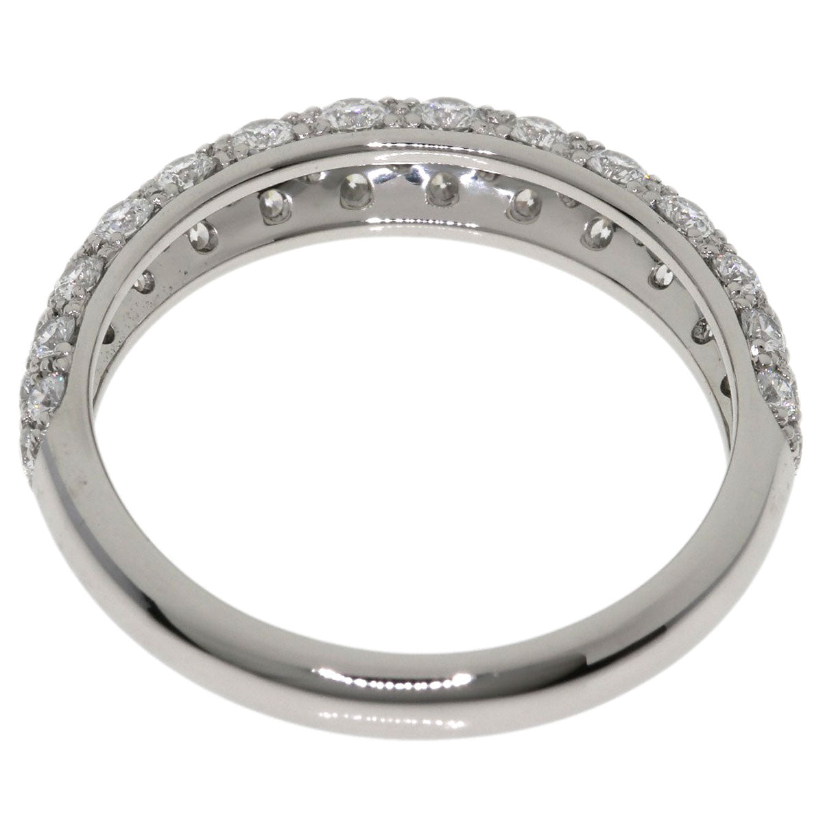Gimel Half Pave Diamond Ring Platinum PT950 Ladies [Used]