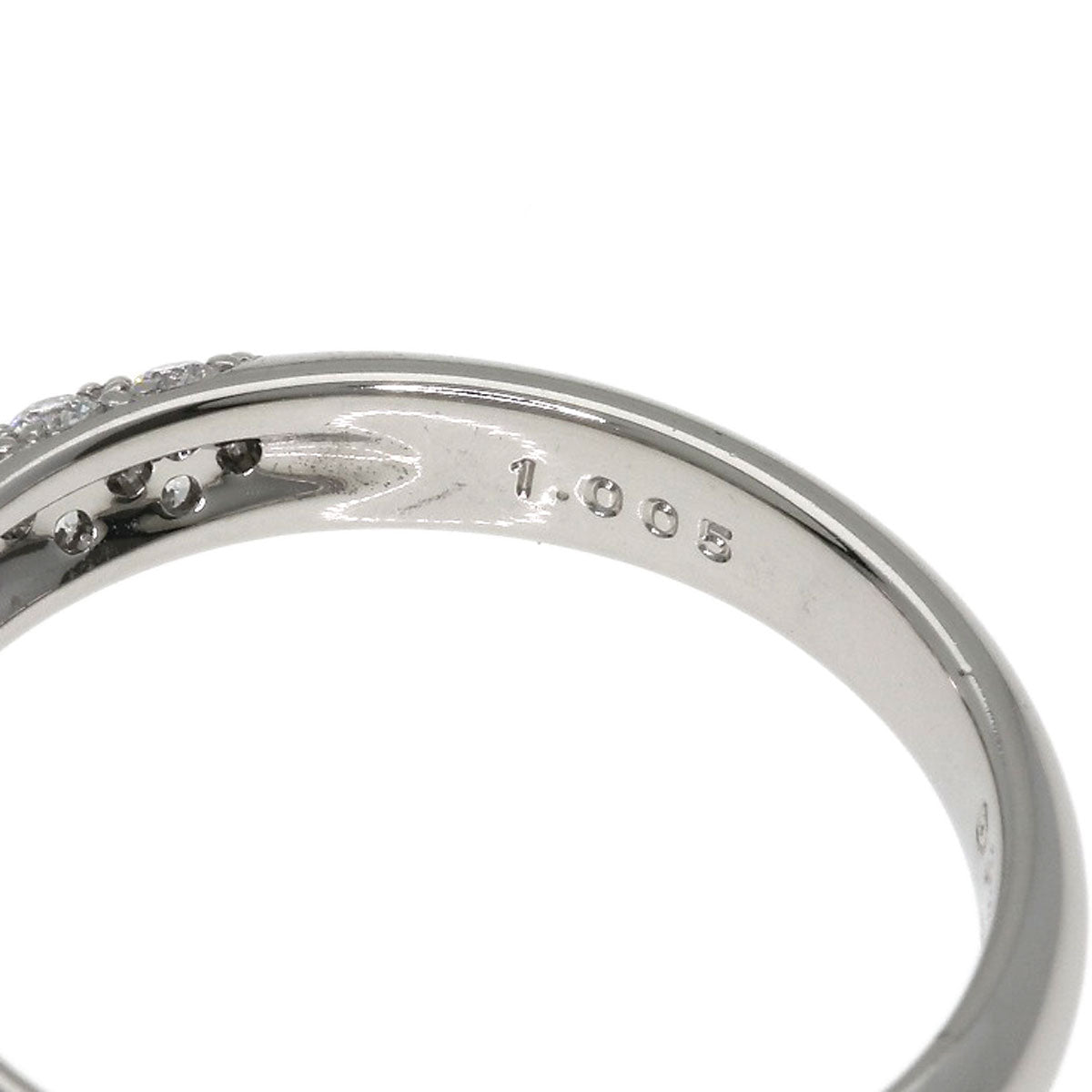 Gimel Half Pave Diamond Ring Platinum PT950 Ladies [Used]