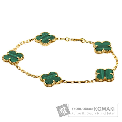 Van Cleef & Arpels Vintage Alhambra 5-Motif Malachite Bracelet K18 Yellow Gold Ladies [Used]