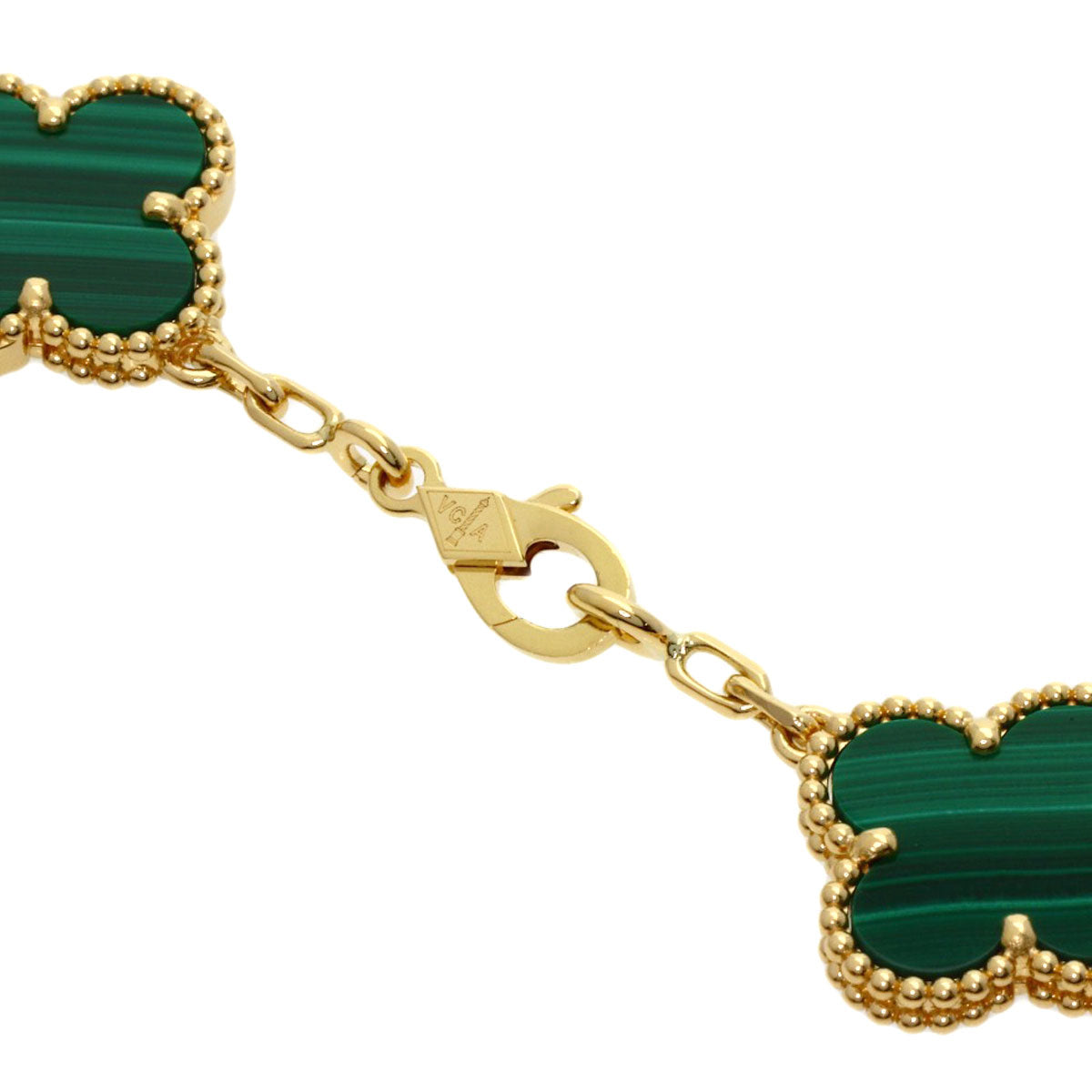 Van Cleef & Arpels Vintage Alhambra 5-Motif Malachite Bracelet K18 Yellow Gold Ladies [Used]