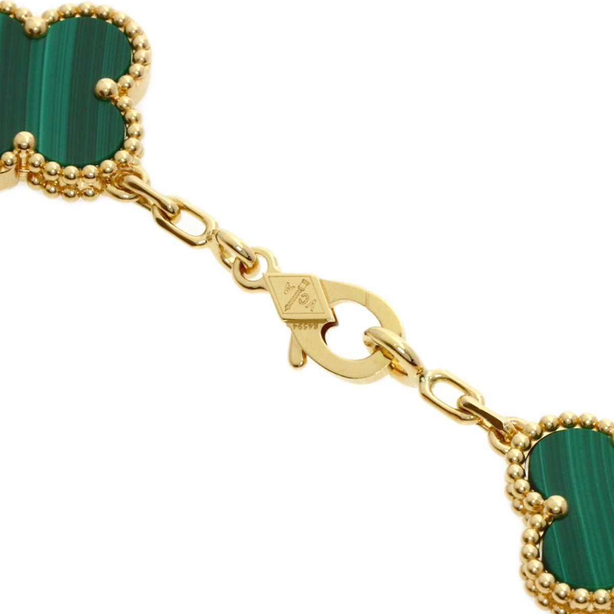 Van Cleef & Arpels Vintage Alhambra 5-Motif Malachite Bracelet K18 Yellow Gold Ladies [Used]