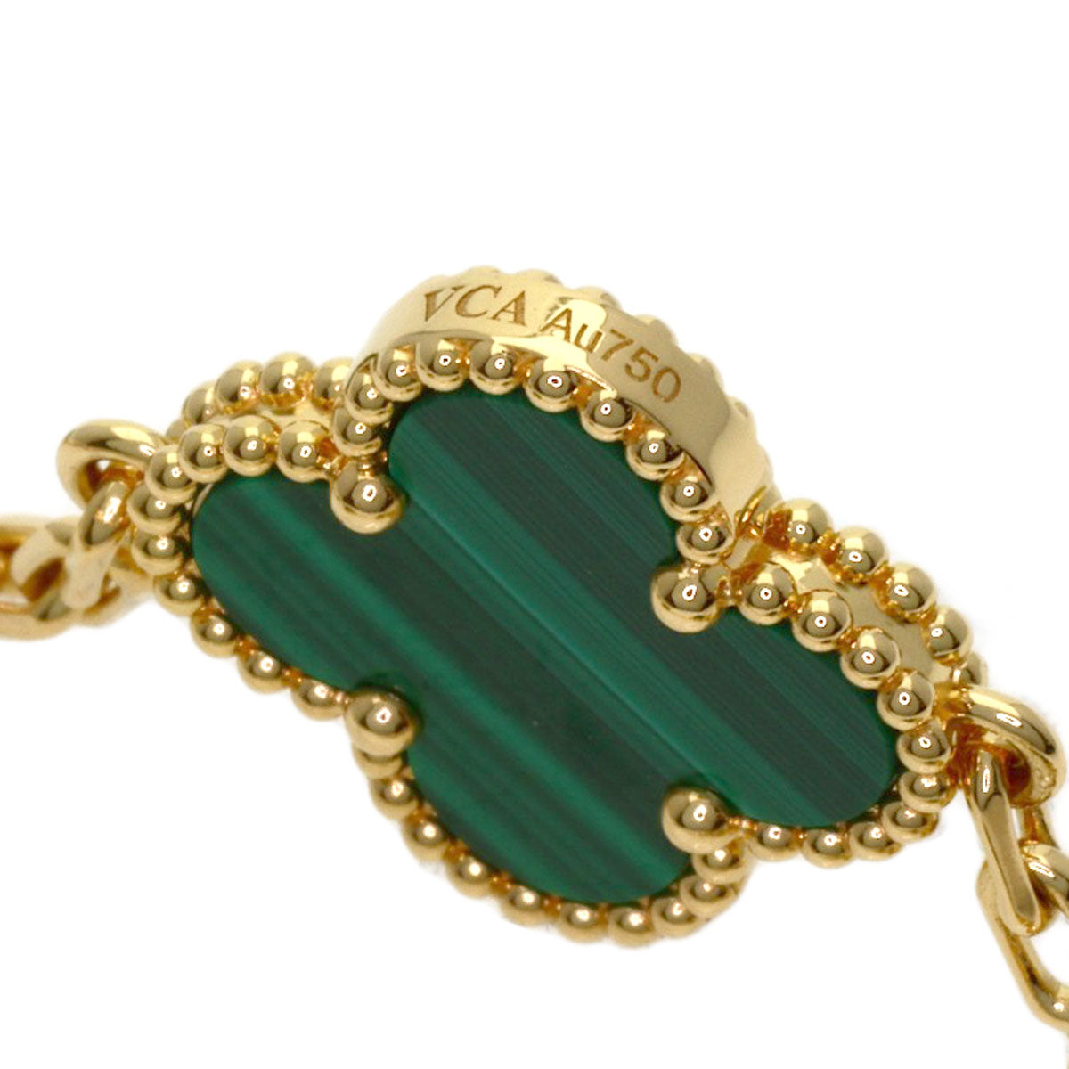 Van Cleef & Arpels Vintage Alhambra 5-Motif Malachite Bracelet K18 Yellow Gold Ladies [Used]
