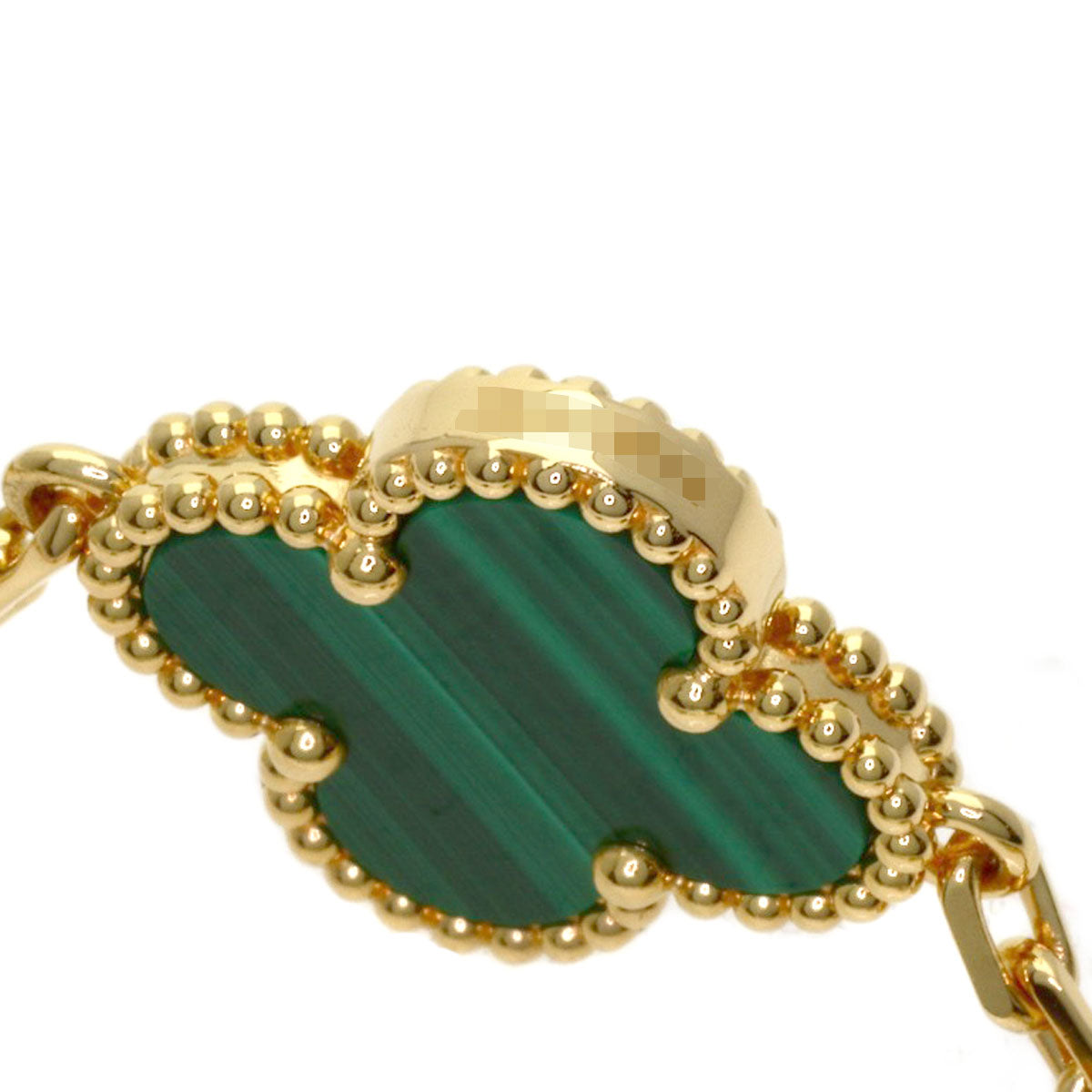Van Cleef & Arpels Vintage Alhambra 5-Motif Malachite Bracelet K18 Yellow Gold Ladies [Used]