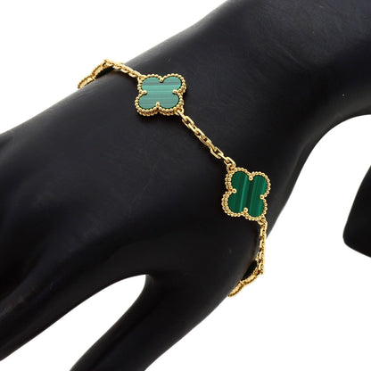 Van Cleef & Arpels Vintage Alhambra 5-Motif Malachite Bracelet K18 Yellow Gold Ladies [Used]