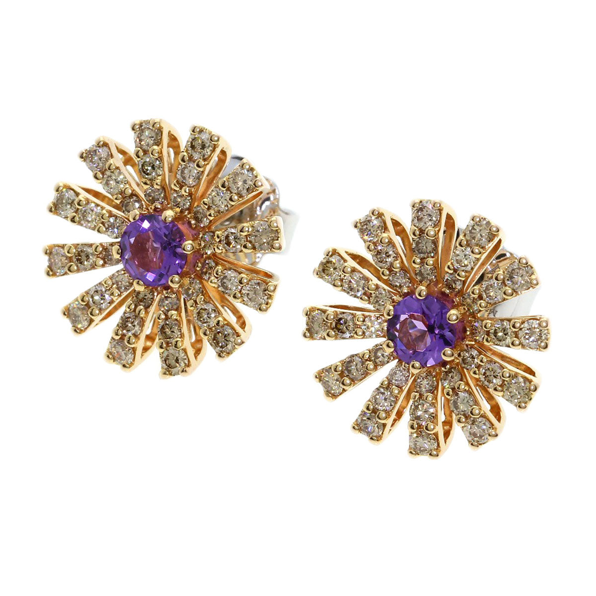 Damiani Margherita Amethyst Diamond earring K18 Pink Gold K18 White GoldLadies [Used]