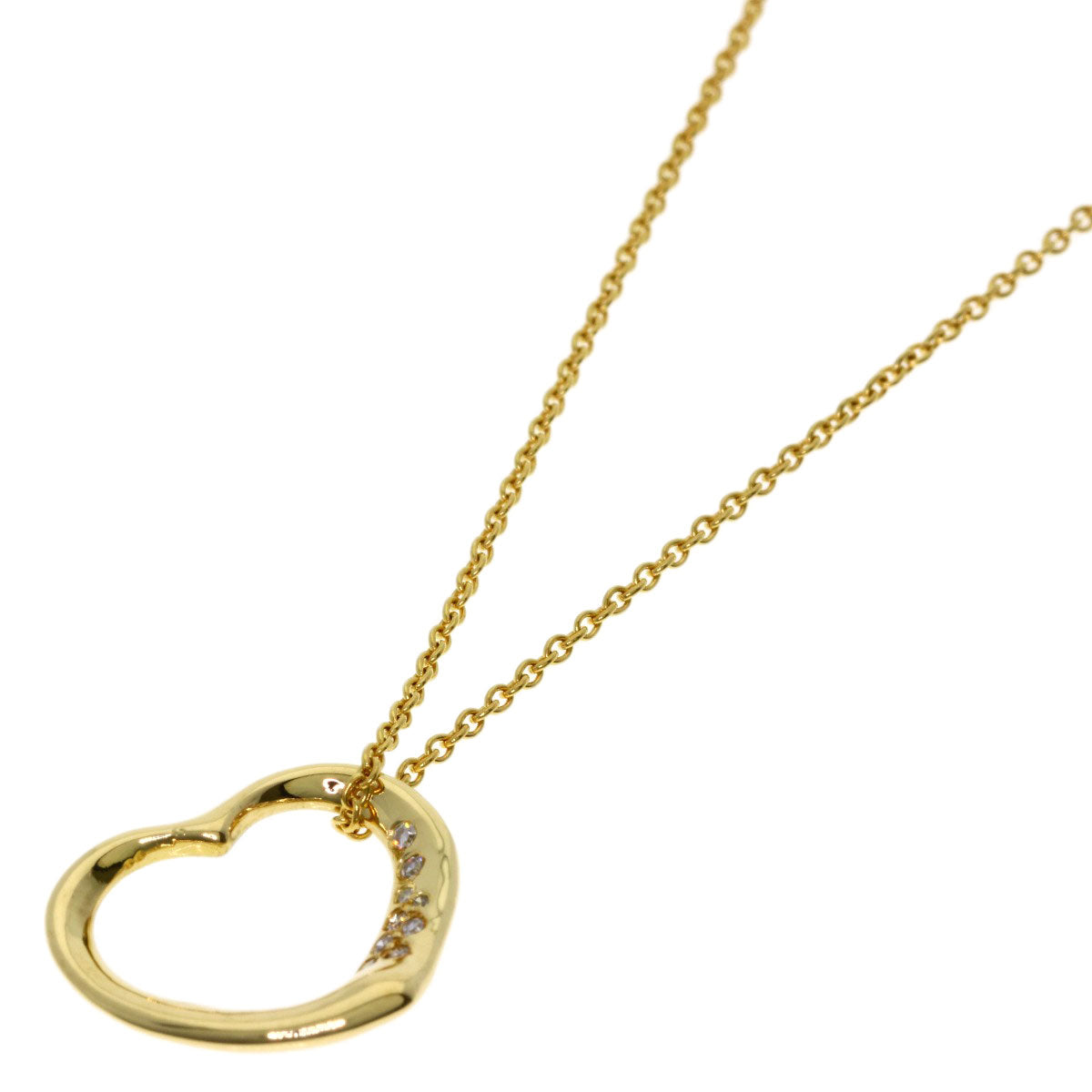 TIFFANY&Co. Open Heart Diamond Necklace K18 Yellow Gold Ladies [Used]