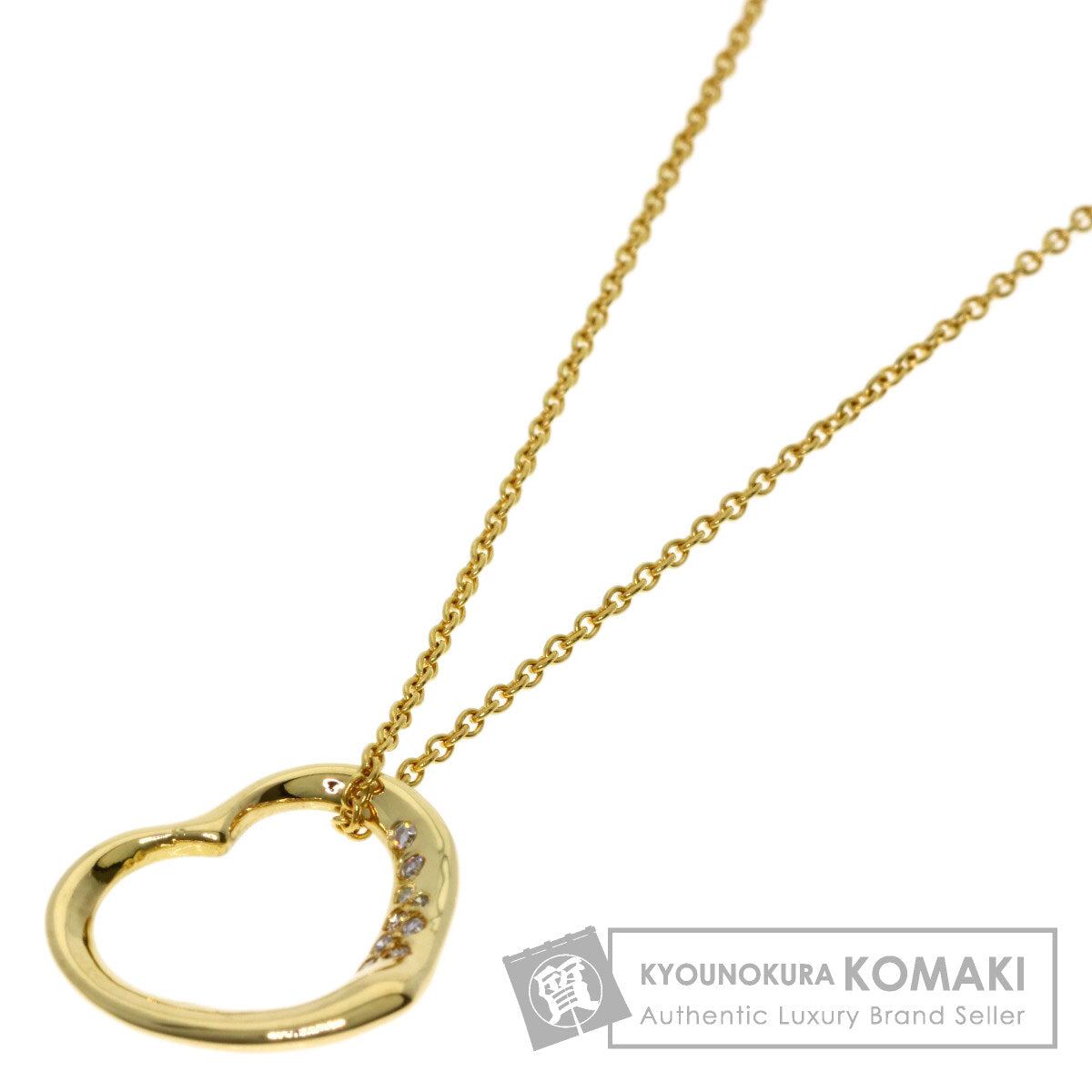 TIFFANY&Co. Open Heart Diamond Necklace K18 Yellow Gold Ladies [Used]