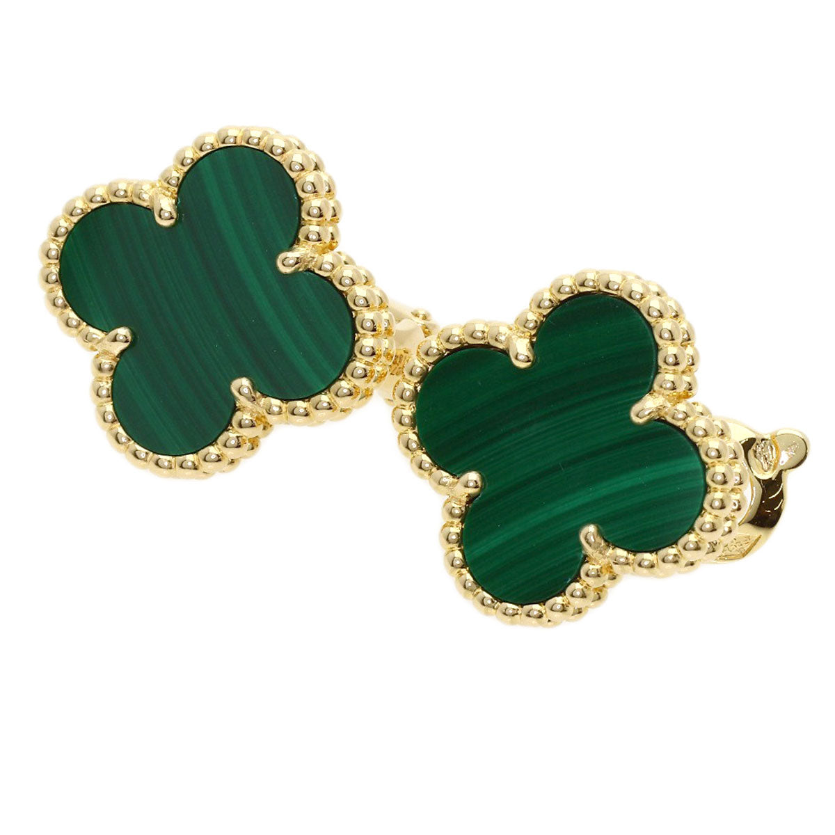 Van Cleef & Arpels Vintage Alhambra Malachite earring K18 Yellow Gold Ladies [Used]