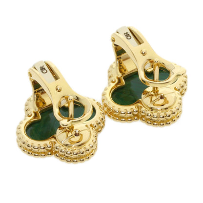 Van Cleef & Arpels Vintage Alhambra Malachite earring K18 Yellow Gold Ladies [Used]