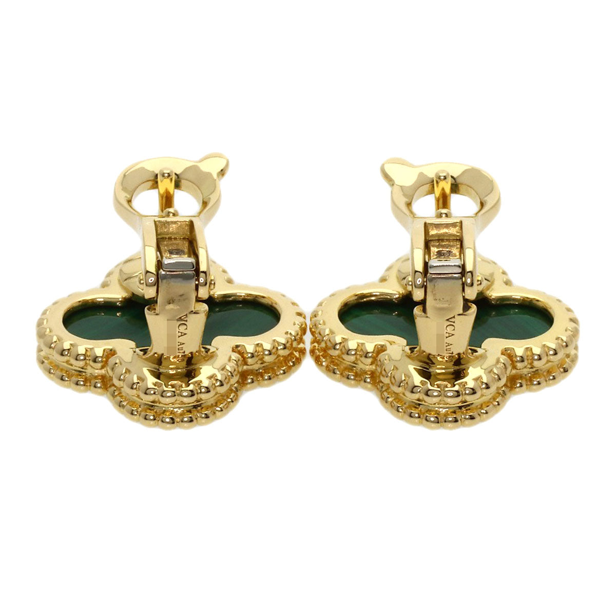 Van Cleef & Arpels Vintage Alhambra Malachite earring K18 Yellow Gold Ladies [Used]
