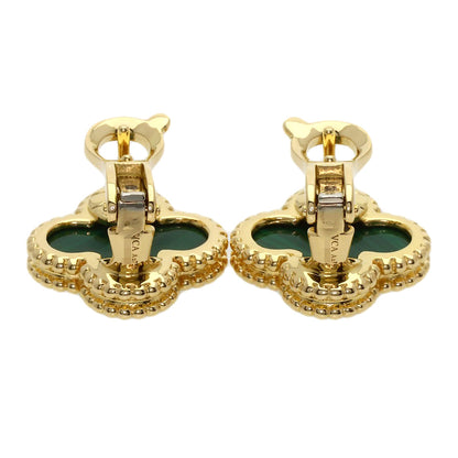 Van Cleef & Arpels Vintage Alhambra Malachite earring K18 Yellow Gold Ladies [Used]
