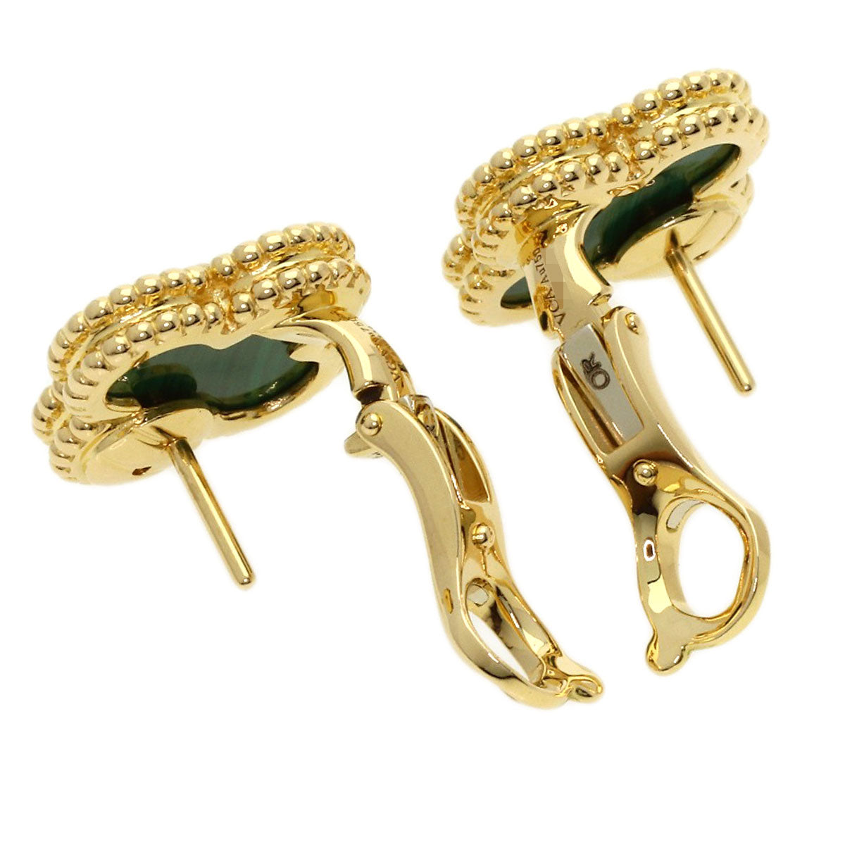 Van Cleef & Arpels Vintage Alhambra Malachite earring K18 Yellow Gold Ladies [Used]