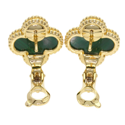 Van Cleef & Arpels Vintage Alhambra Malachite earring K18 Yellow Gold Ladies [Used]