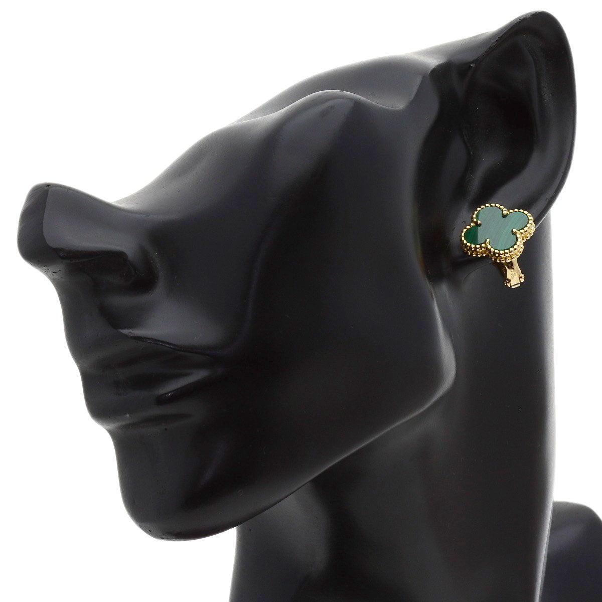 Van Cleef & Arpels Vintage Alhambra Malachite earring K18 Yellow Gold Ladies [Used]