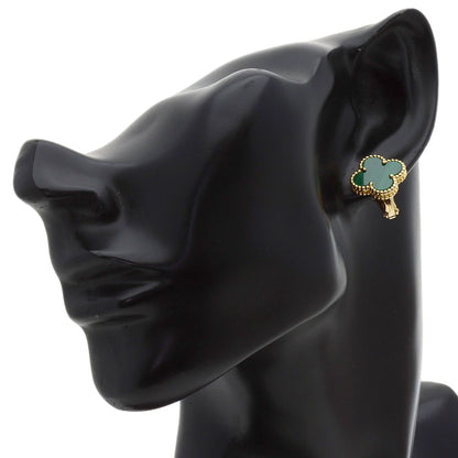 Van Cleef & Arpels Vintage Alhambra Malachite earring K18 Yellow Gold Ladies [Used]