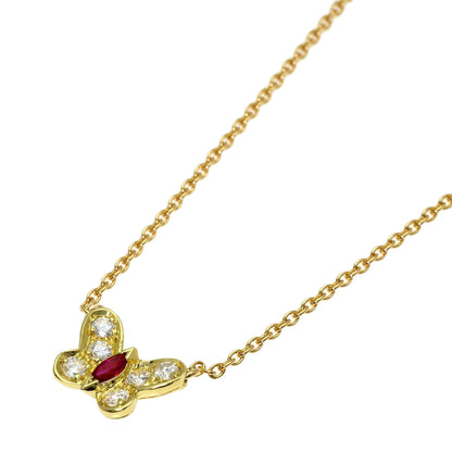 Van Cleef & Arpels Papillon Ruby Diamond Necklace K18 Yellow Gold Ladies [Used]