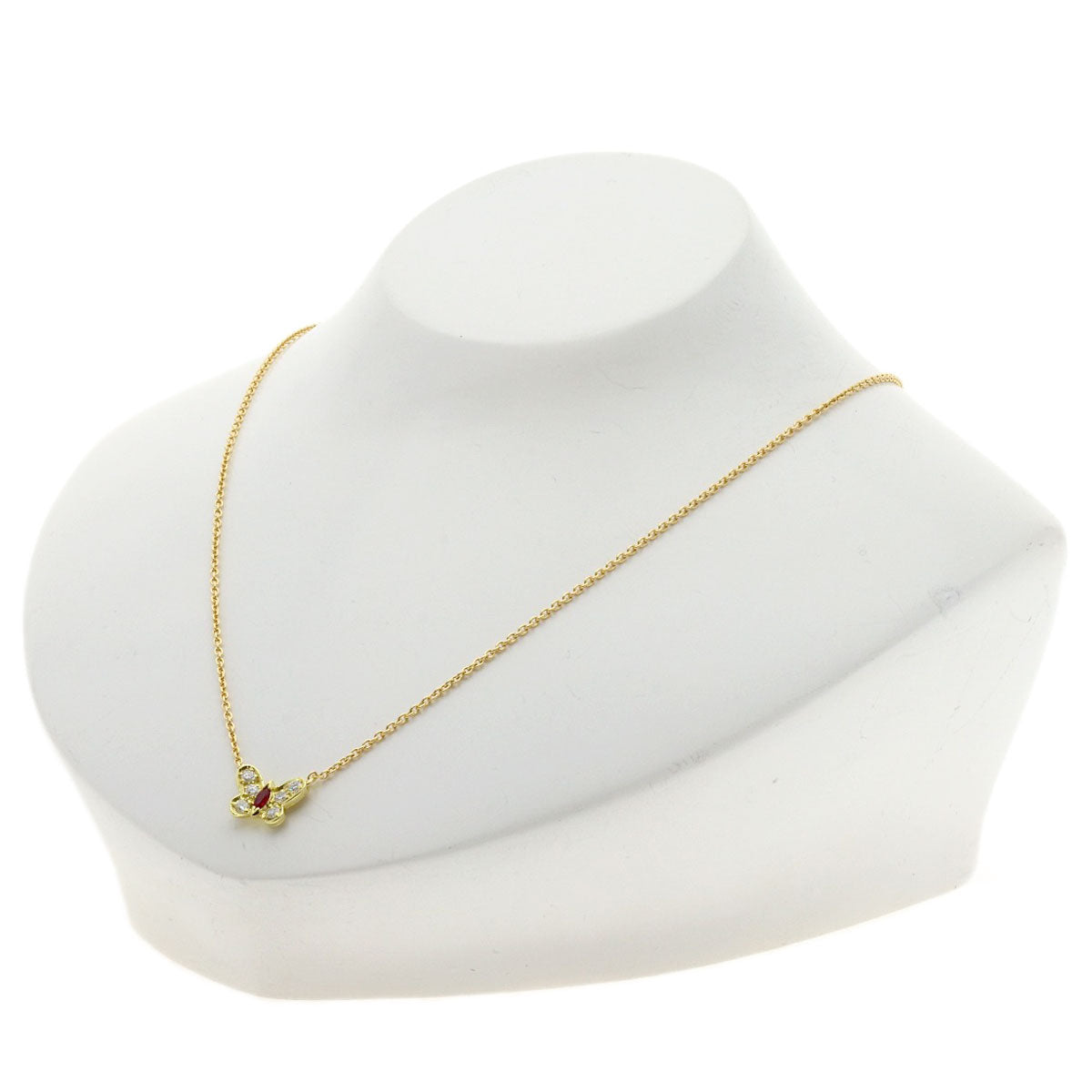 Van Cleef & Arpels Papillon Ruby Diamond Necklace K18 Yellow Gold Ladies [Used]