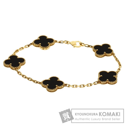 Van Cleef & Arpels Vintage Alhambra 5-Motif Onyx Bracelet K18 Yellow Gold Ladies [Used]