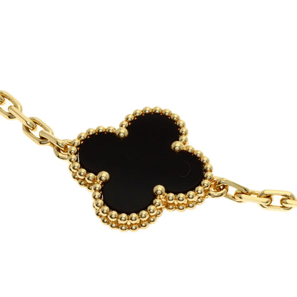 Van Cleef & Arpels Vintage Alhambra 5-Motif Onyx Bracelet K18 Yellow Gold Ladies [Used]