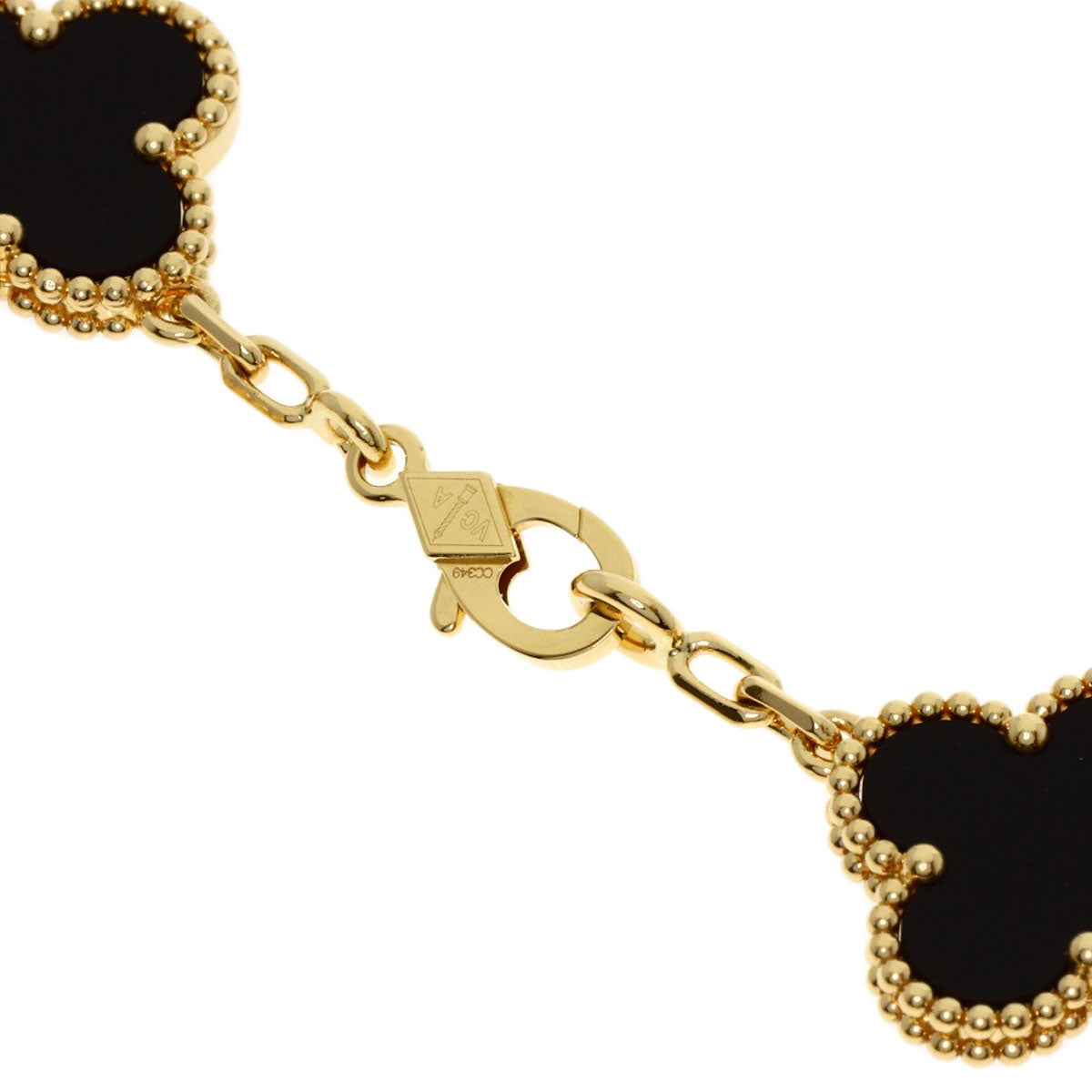 Van Cleef & Arpels Vintage Alhambra 5-Motif Onyx Bracelet K18 Yellow Gold Ladies [Used]