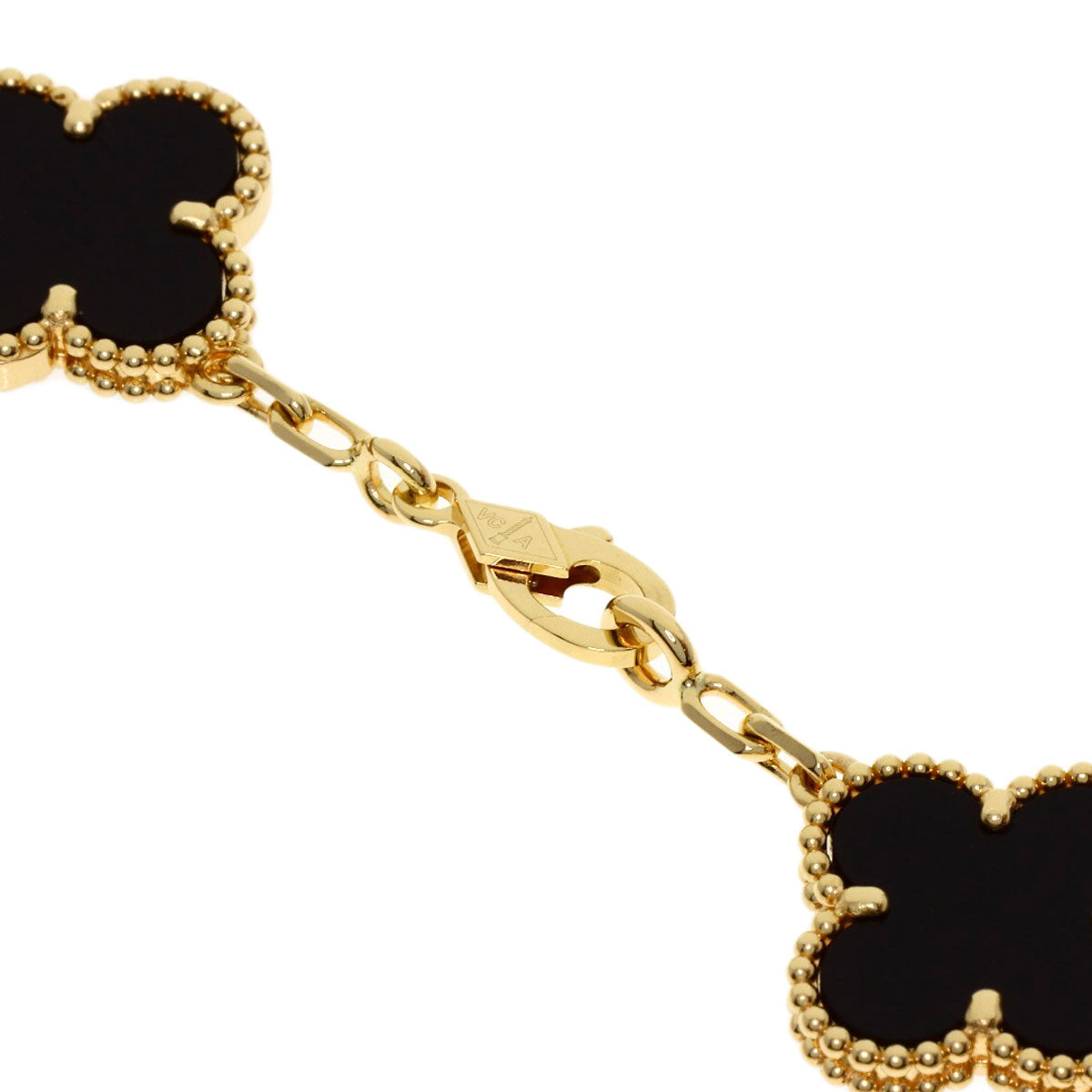 Van Cleef & Arpels Vintage Alhambra 5-Motif Onyx Bracelet K18 Yellow Gold Ladies [Used]