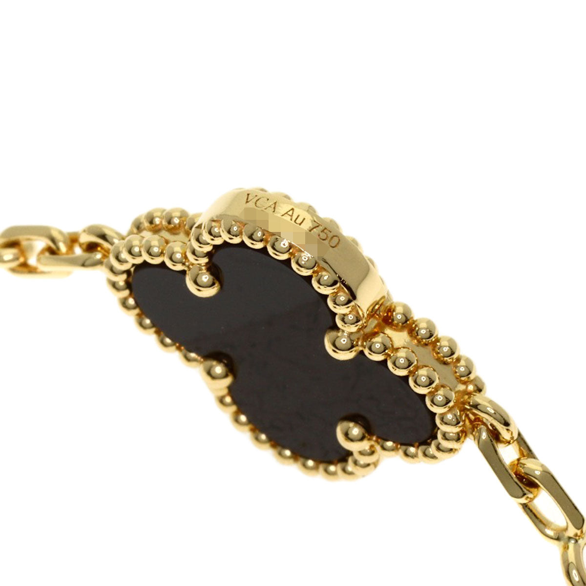 Van Cleef & Arpels Vintage Alhambra 5-Motif Onyx Bracelet K18 Yellow Gold Ladies [Used]