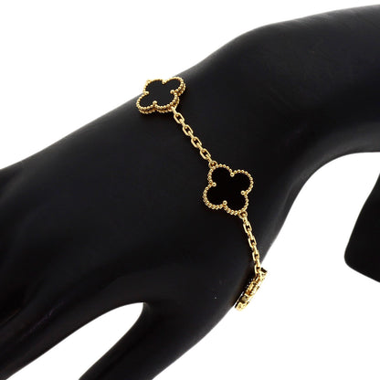 Van Cleef & Arpels Vintage Alhambra 5-Motif Onyx Bracelet K18 Yellow Gold Ladies [Used]