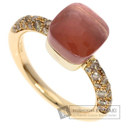Pomellato Nude Rose Quartz Brown Diamond #52 Ring K18 Pink Gold Ladies [Used]